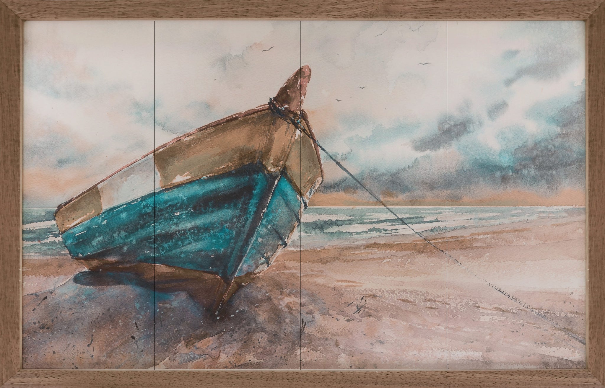 Watercolor Boat On Beach