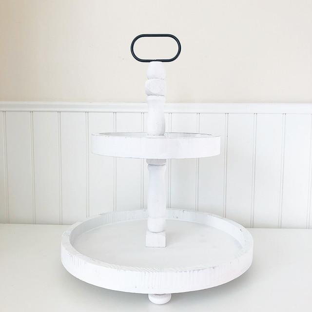 Tiered Tray - Distressed White Finish, Round 15
