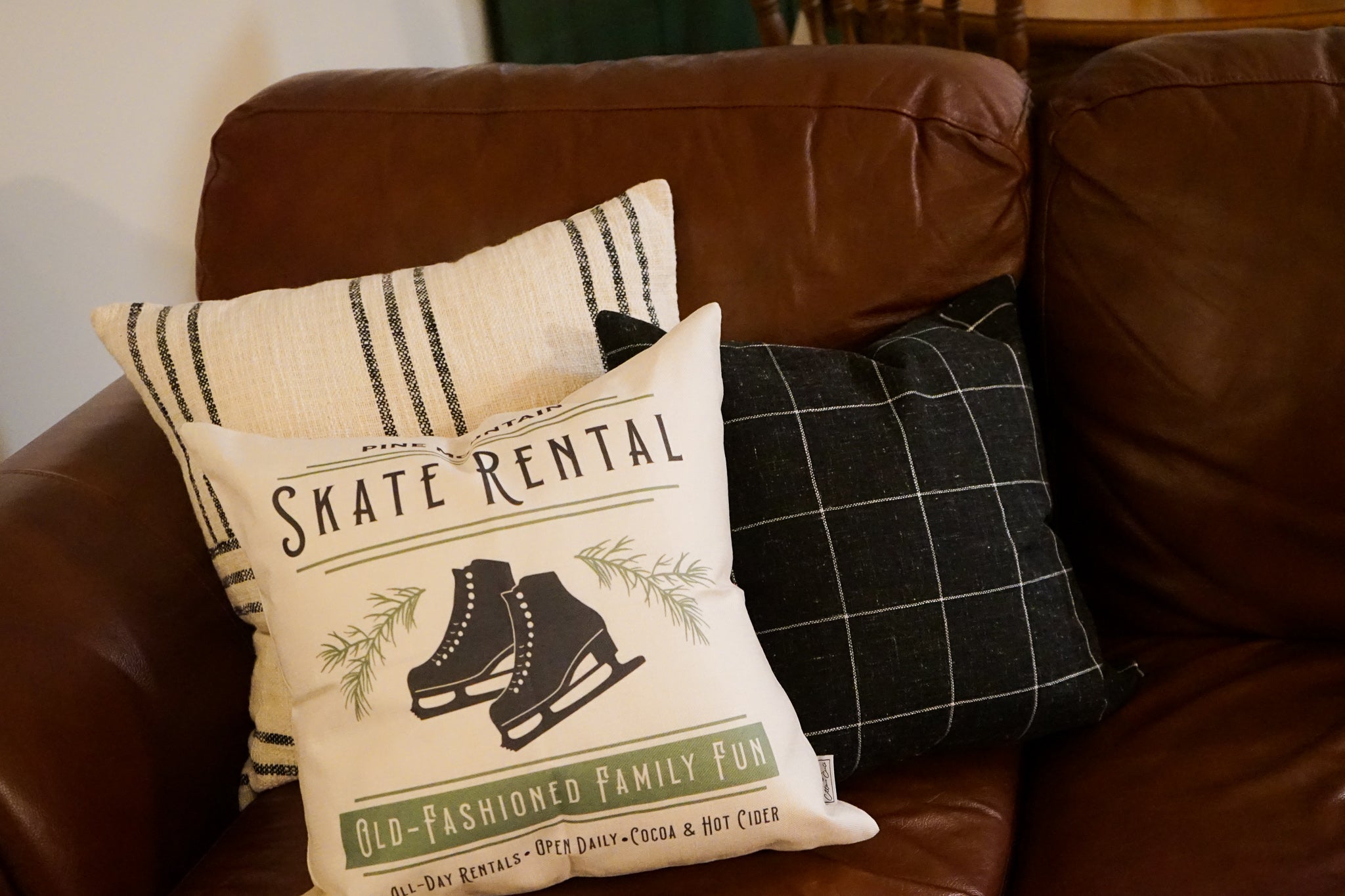 Old Fashioned Skate Rental Pillow Cover. 17 x 17”