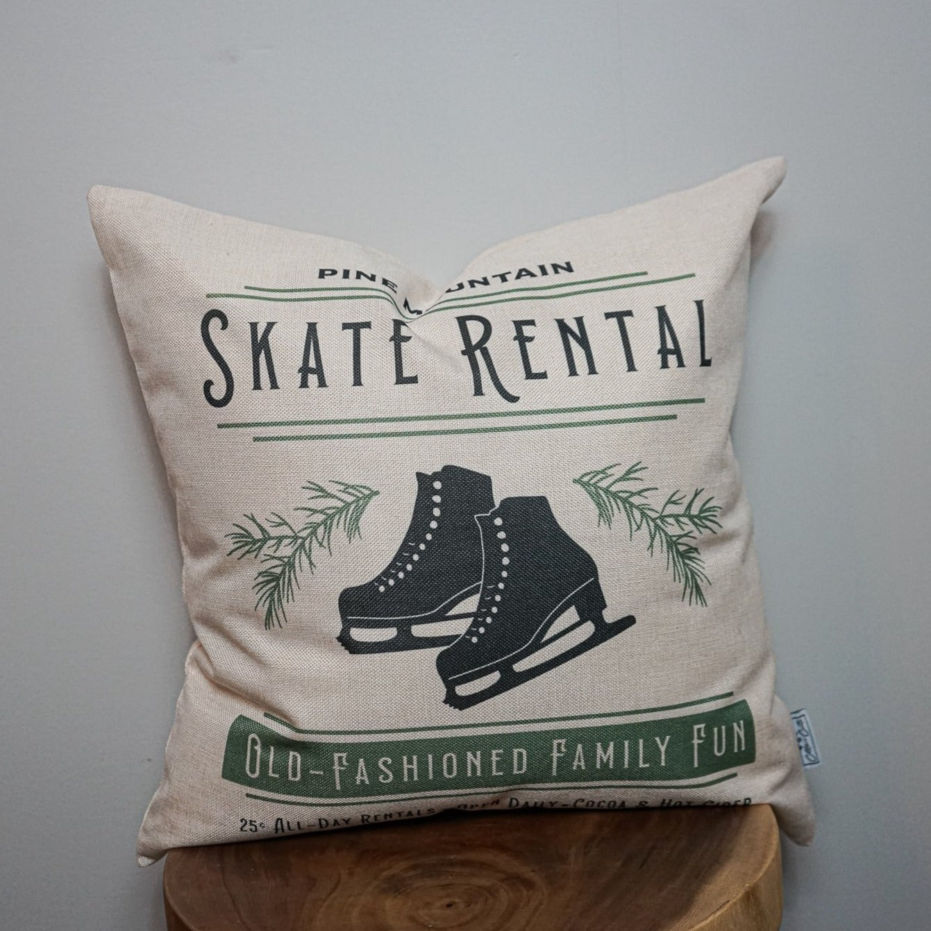 Old Fashioned Skate Rental Pillow Cover. 17 x 17”