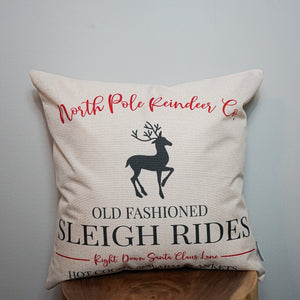 Old Fashioned Sleigh Rides Pillow Cover. 17 x 17”