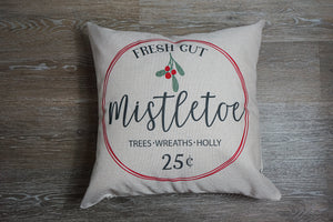 Fresh Cut Mistletoe Pillow Cover 17 x 17”