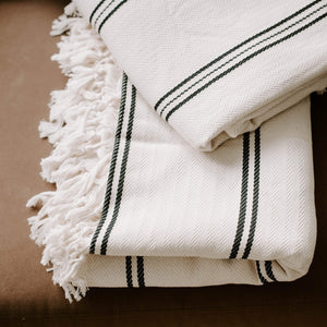 Kate Turkish Cotton Throw Blanket - Two Stripe