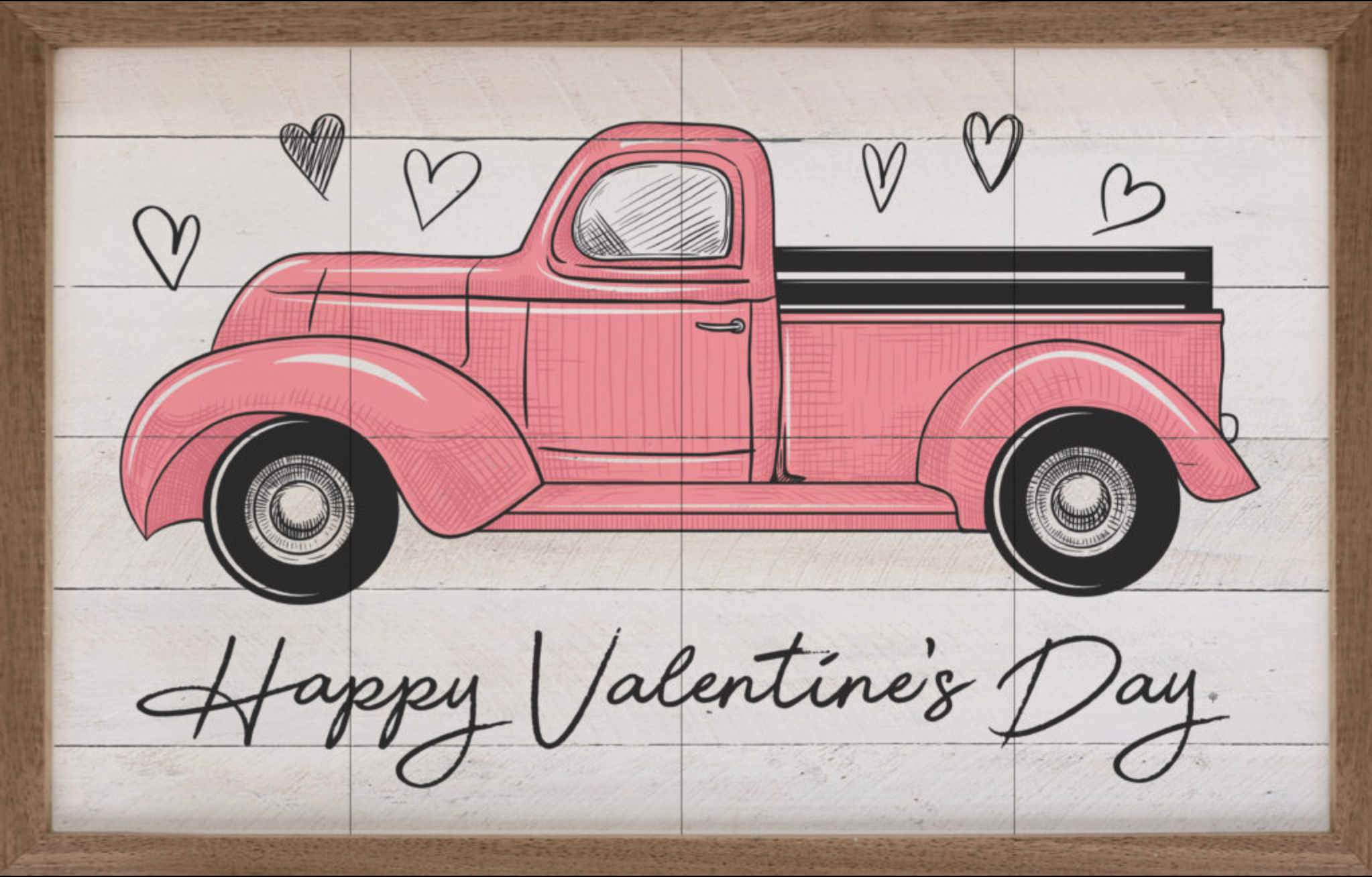 Happy Valentine’s Pink Truck Whitewash
