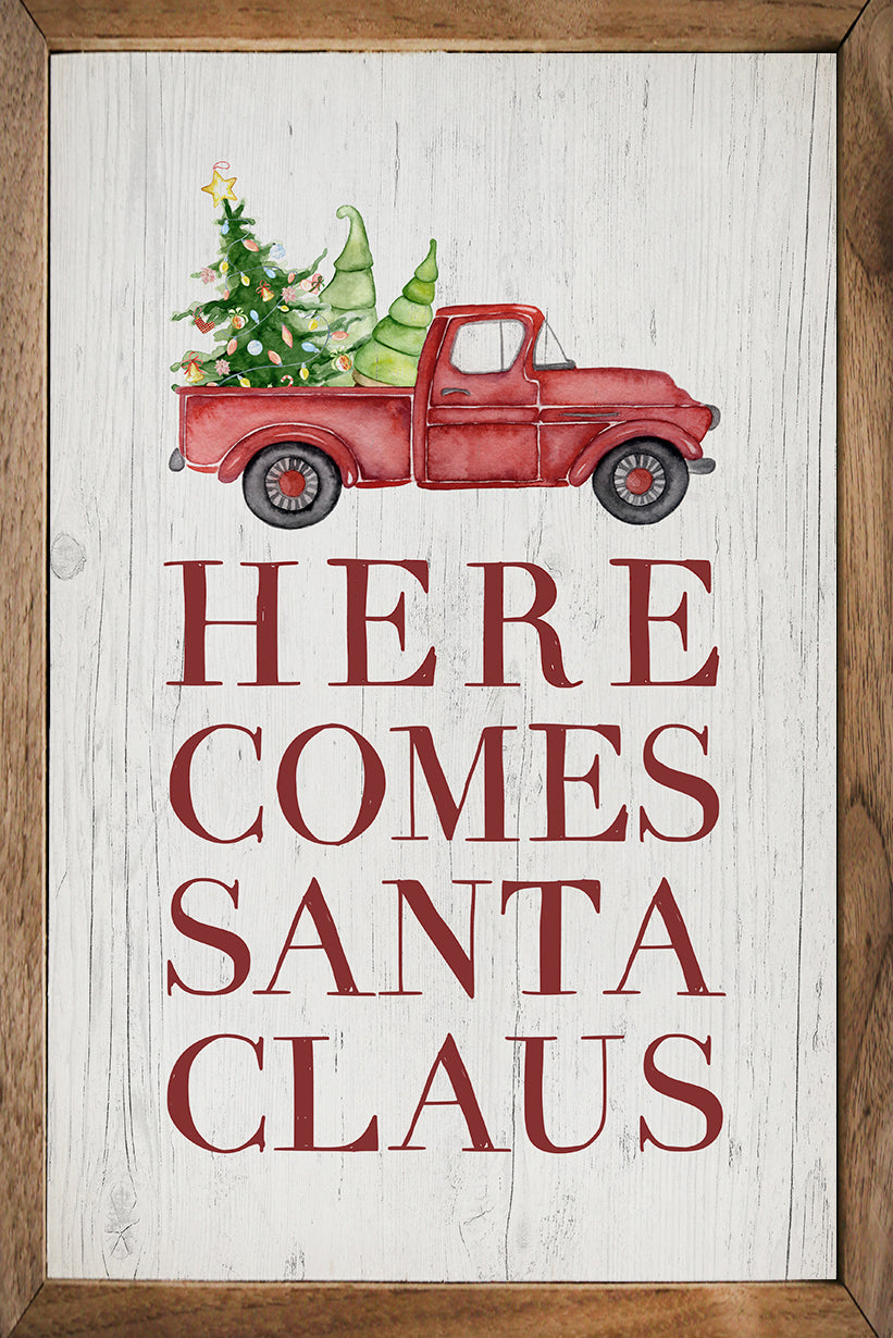 Here Comes Santa Claus Truck Whitewash